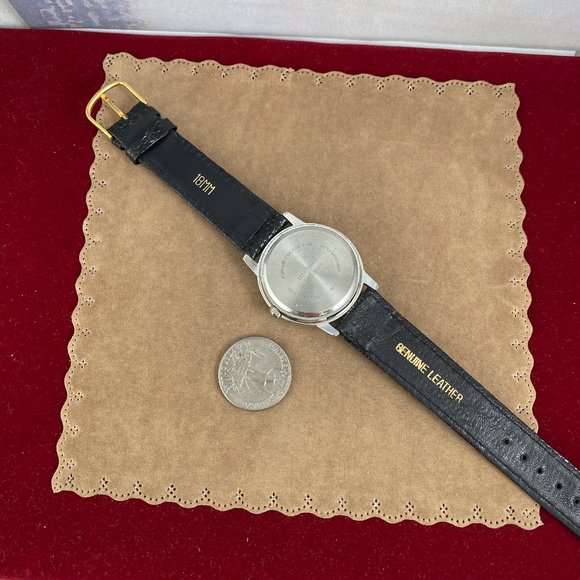 Vintage Moon Phase Watch Crystals Pink Black Strap W Date
